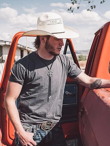 Miniatura 3 de Bandmax Genunie - Corbatas de cuero negro ónix para hombre, estilo occidental, corbata de cuero de regalo para padre y marido