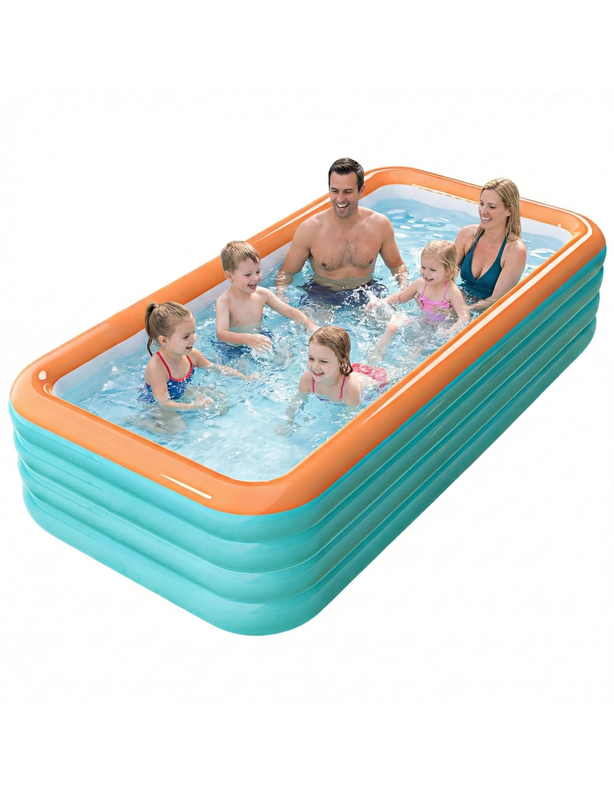 Aufblasbarer Pool für Kinder und Erwachsene, 4-lagig, 304,8 cm, Orange | 304,8 cm, 4-lagig, 0,32 mm dickes PVC, 7,3 kg, Schwimmbad für Familie, Haustiere, Hinterhof, Sommer im Freien