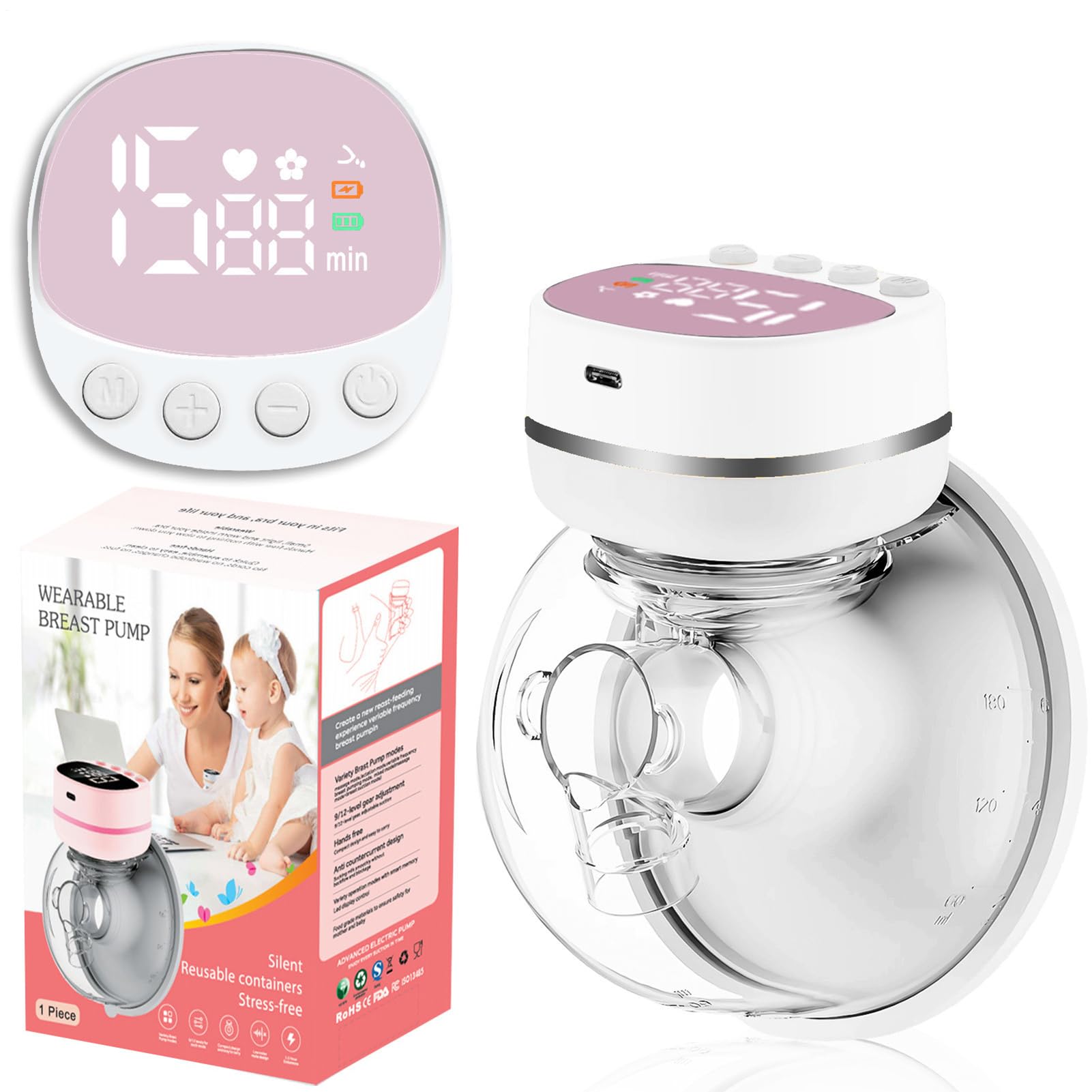 Tiralatte Indossabile Display LCD, 4 Modalità 12 Livelli, Bassa Rumorosità,