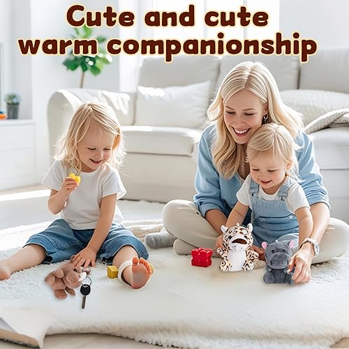 Miniatura 4 de 12 piezas de animales de peluche pequeños a granel, rellenos esponjosos de 4.5 pulgadas, decoración de llavero de animales, premios de carnaval,