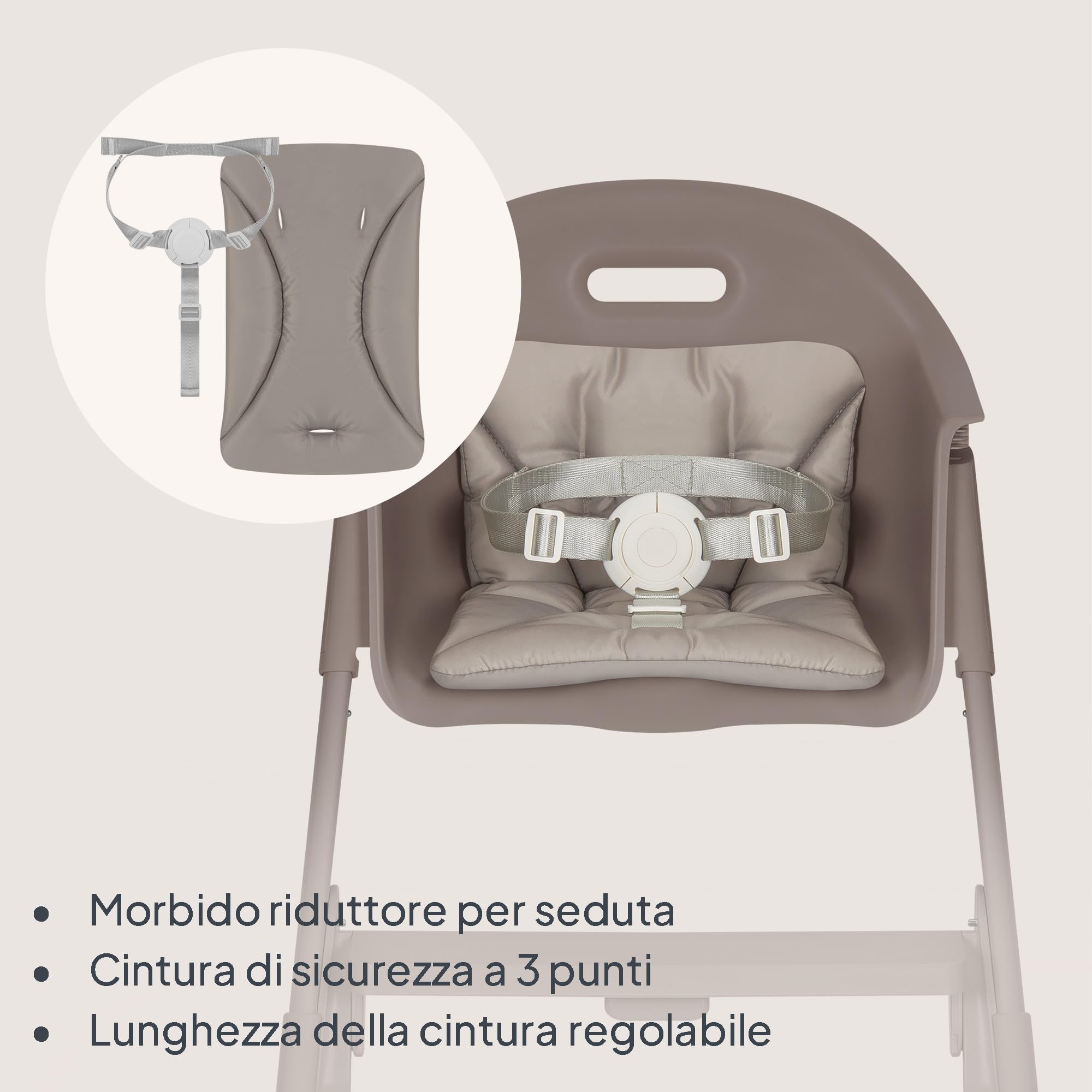 LIONELO Beny Seggiolone Pappa Evolutivo 6-36 Mesi Vassoio Scorrevole | 2 Posizioni del Vassoio, Poggiapiedi Regolabile con Una Mano, Cinture a 3 Punti, Facile da Pulire e Cuscino Lavabile