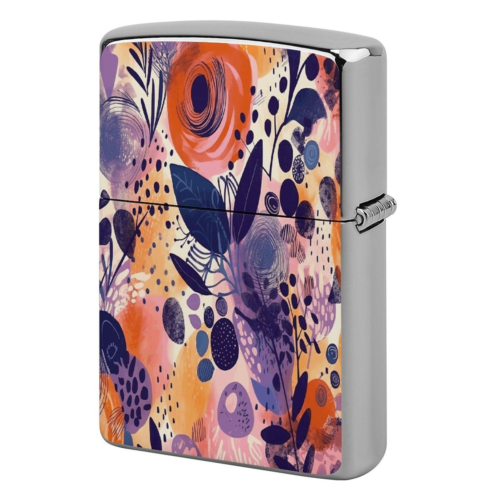 Btcowzrv Style Hand Drawn Floral Pattern Metal Lighter Case Sleeve Cover Holder