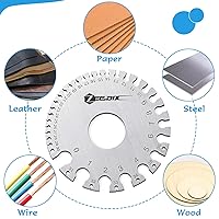 Vista 6 de ZeeDix Calibrador de hoja de cable redondo de doble cara estándar - Herramienta de medición de alambre de metal de acero inoxidable Herramienta