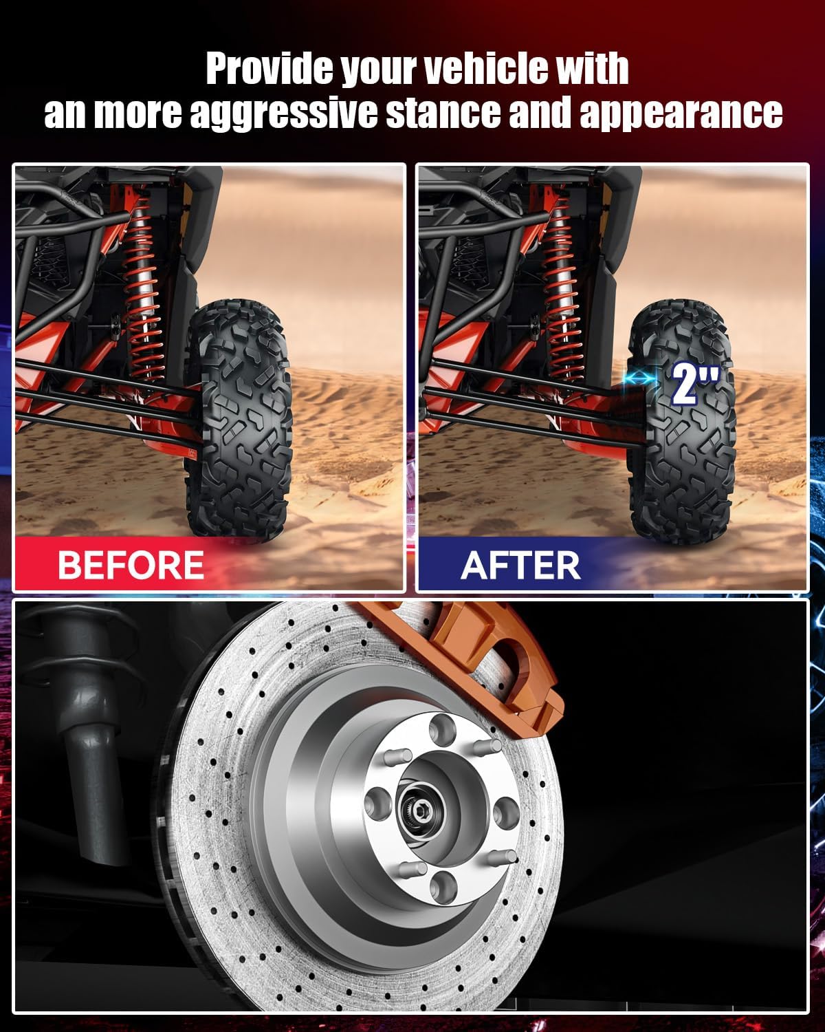 2 inch 4x137 Wheel Spacers for CAN-AM Defender Outlander Commander Kawasaki Mule, 4PCS 4x137mm Wheel Spacer with 10x1.25 Studs & 110mm Bore