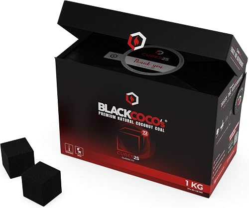 Blackcoco's 72 Pieces (25mm x 25mm x 25mm) Premium Coconut Coal for Hookah, Shisha & Hubbly Bubbly