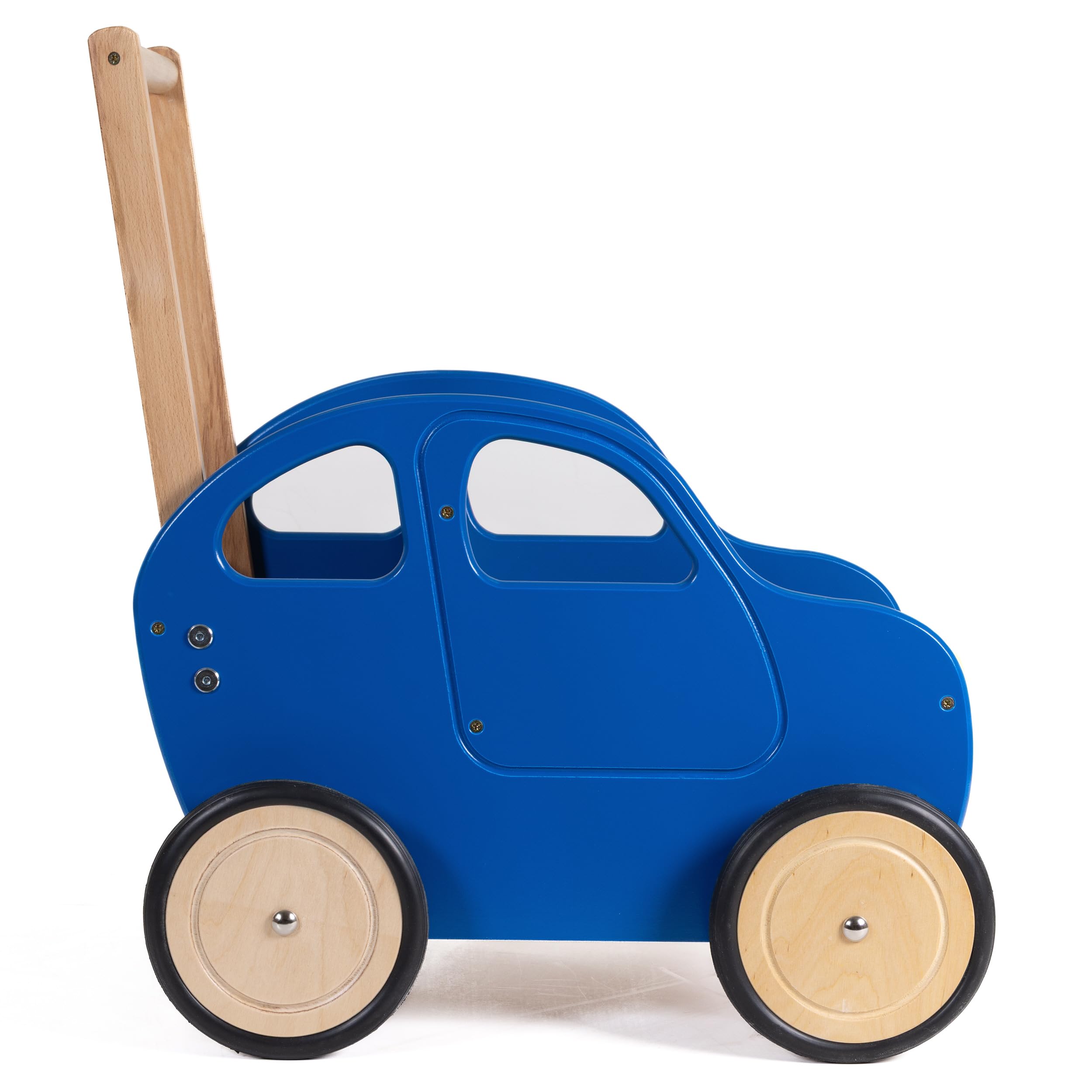 Lauflernwagen Holz Auto Baby Laufwagen Griff höhenverstellbar Farbe Auswahl (Blau)