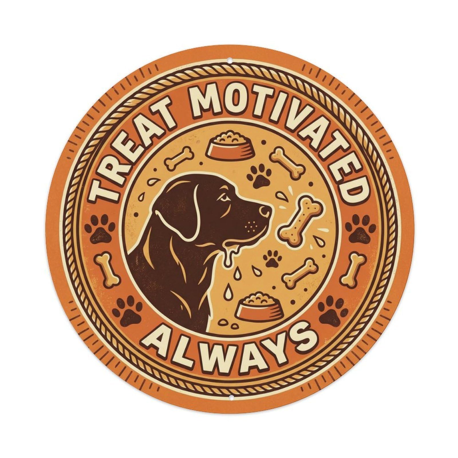 Vintage Treat Motivated Always Food Driven Metal Tin Sign Plaque Wall Decor for Cafe, Club, Garden Round Metal Poster 8x8Inch