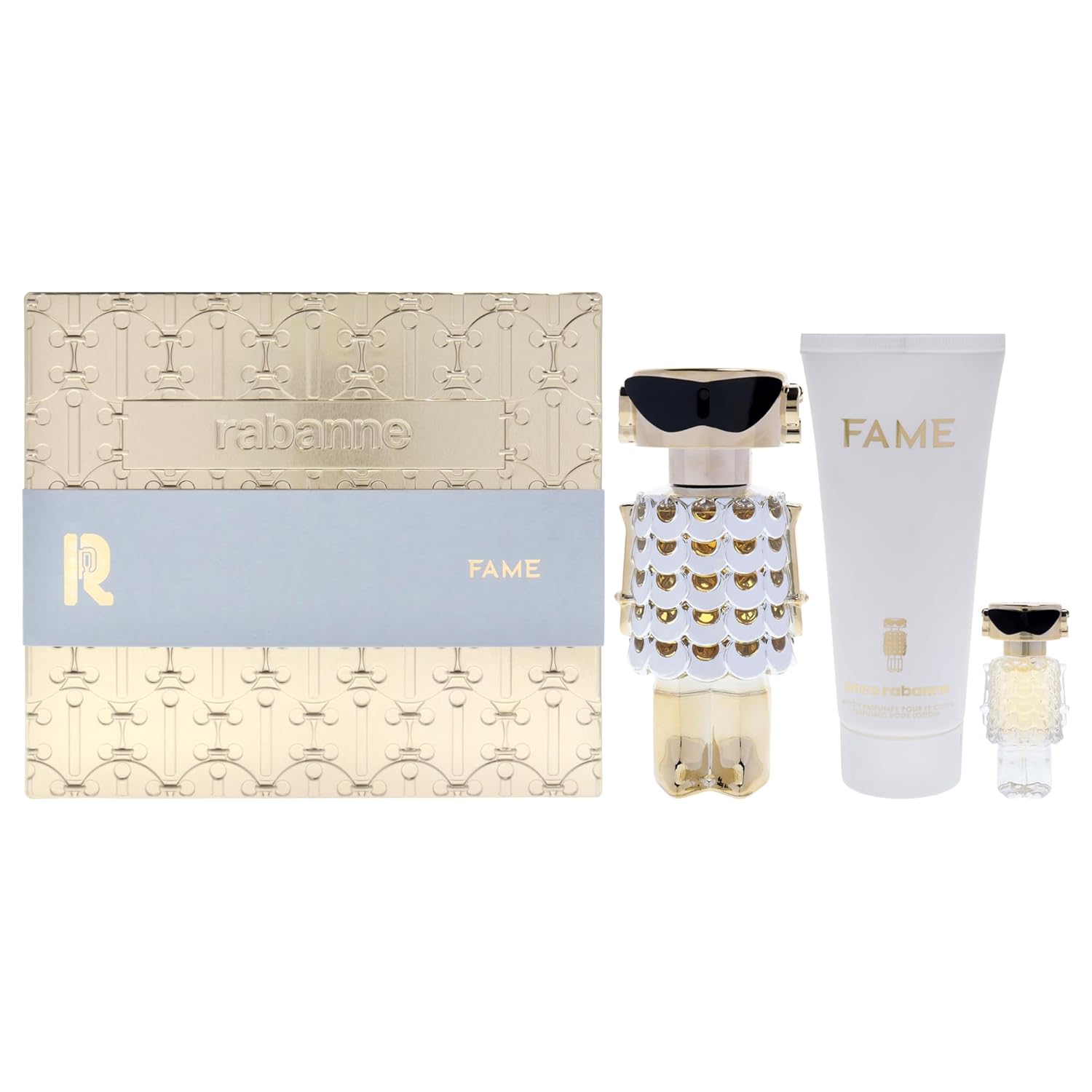 Fame by Paco Rabanne for Women - 3 Pc Gift Set 2.7 oz EDP Spray, 0.14oz EDP Splash (Mini), 3.4oz Body Lotion