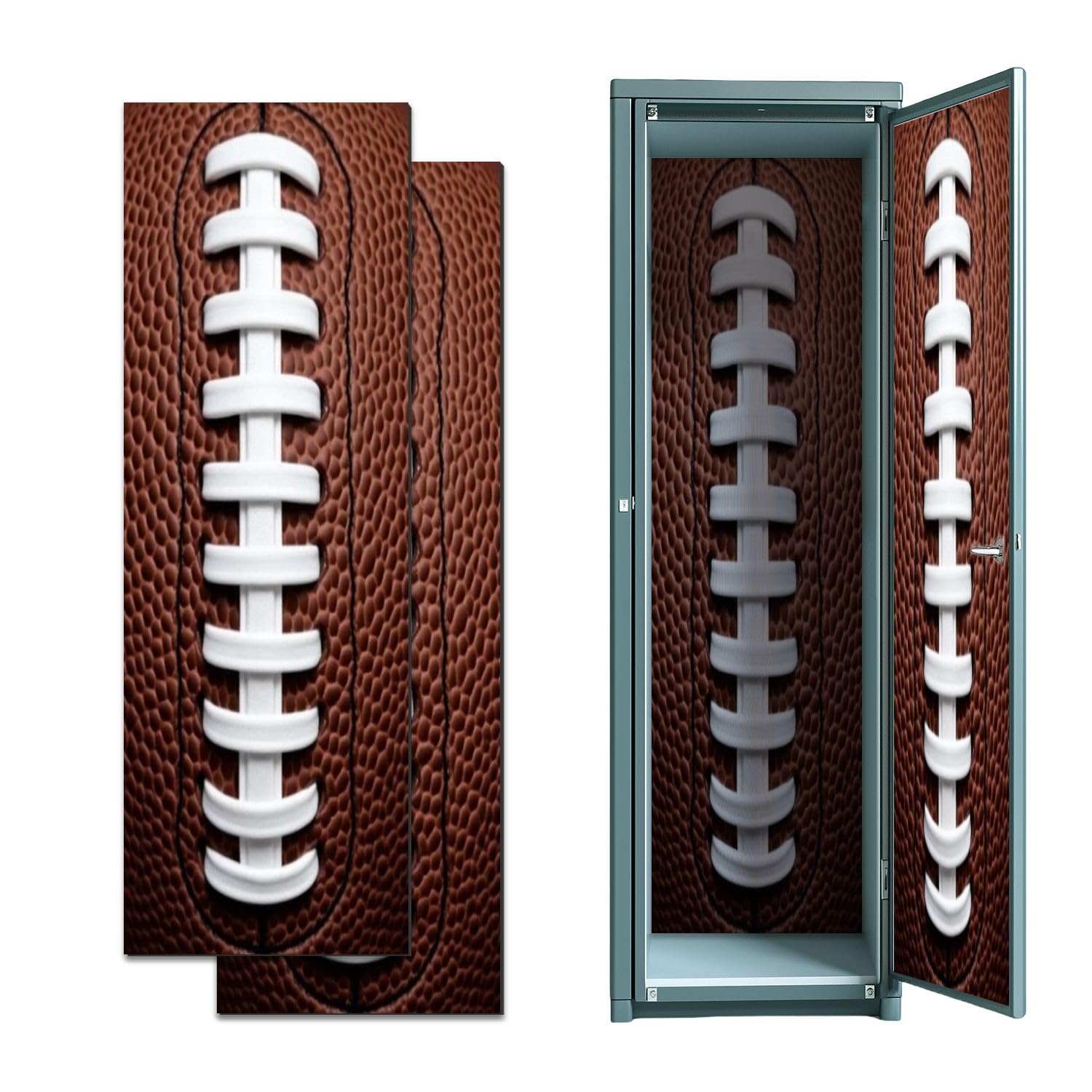 2 Pcs Locker Magnetic Wallpaper Rugby Football Patterned Die Cut Trim Border Chalkboard 12" x 36" Wall Magnetic Sticker Removable Locker Accessories Decor Easy Install for Office School