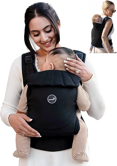 GROWNSY Porte-Bébé Hybride Physiologique Réglable Noir