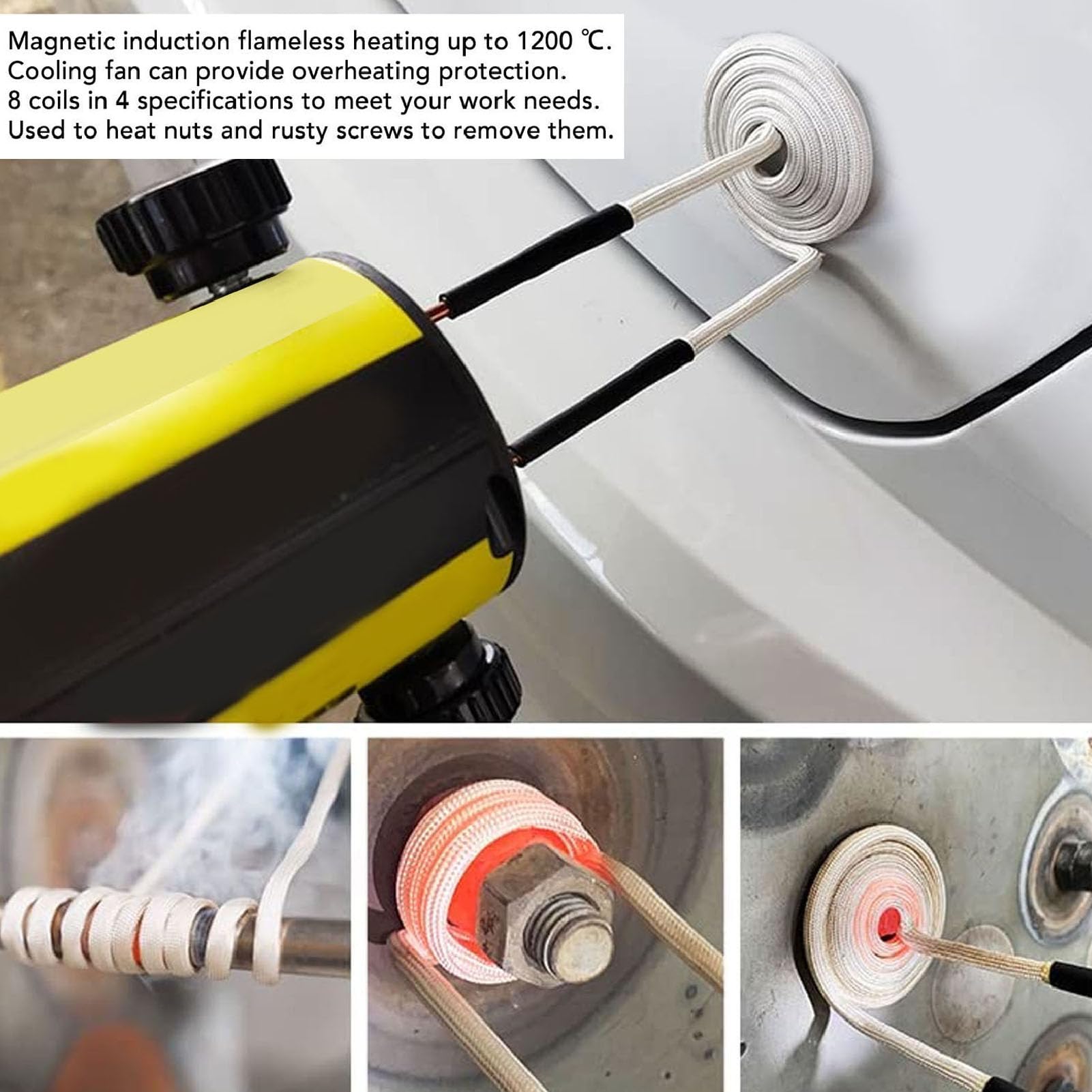 Generic Narzędzie do Indukcji Ciepła, Zestaw Grzewczy z indukcją magnetyczną o Wysokiej Częstotliwości 1500 W z światłem LED do Motoryzacyjnej (Wtyczka UE 220 V)