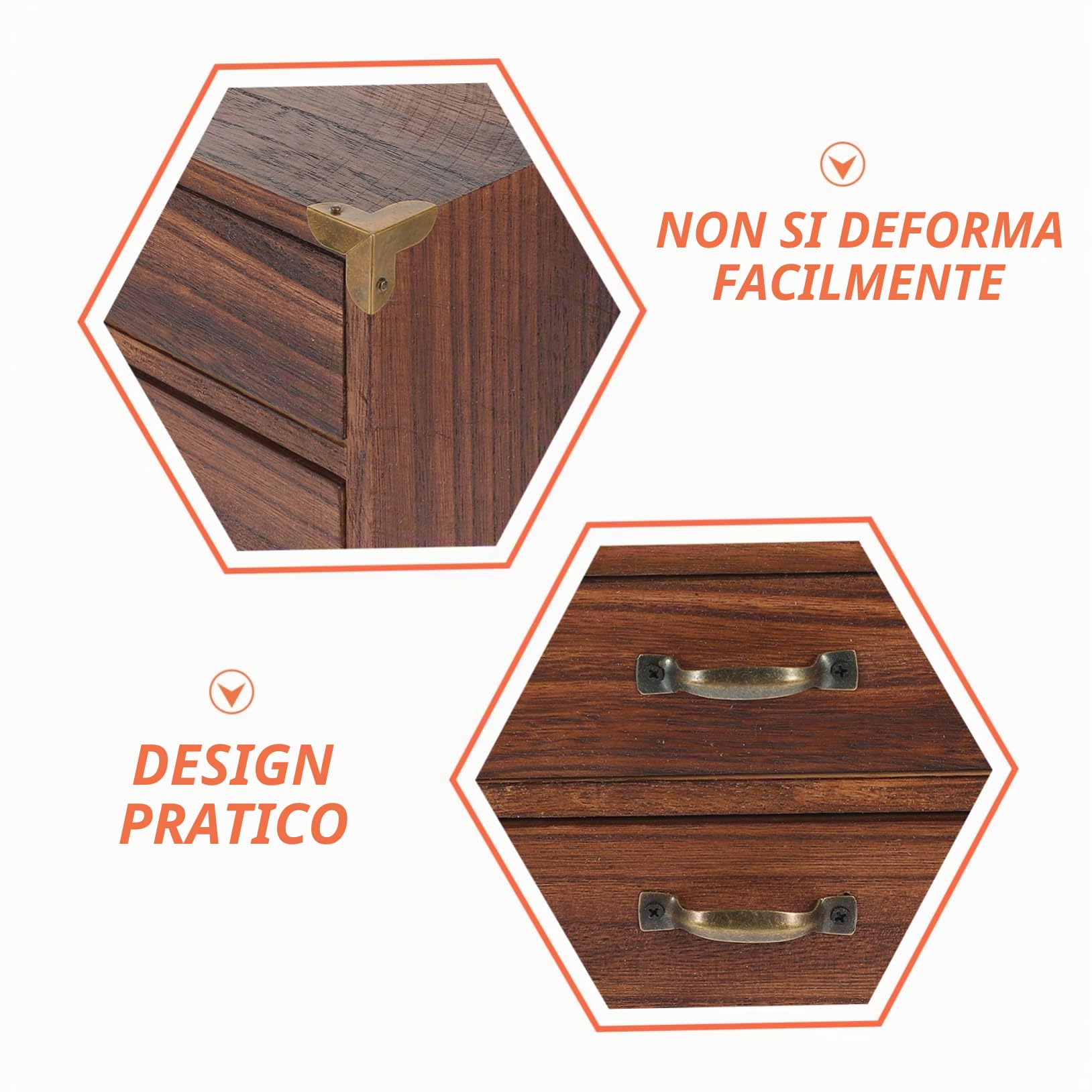 Ciieeo Cassettiera da Design Comodo Vintage in Legno Organizzazione Desktop 2 Cassetti Pratici per Uffici e Appartamenti