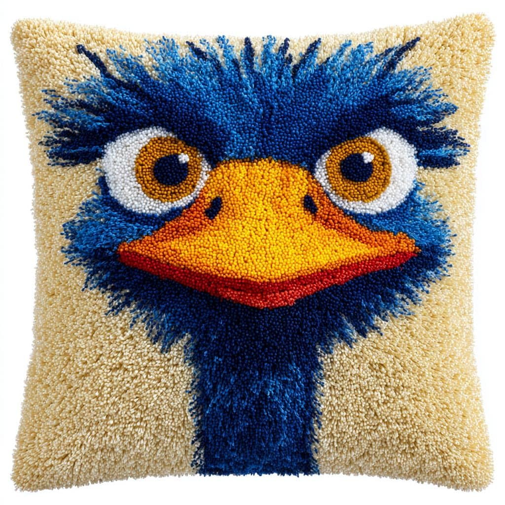 Wallustrioaw Latch Hook Cushions-H Latch Hook Kits For Adults Beginners,Animal Ostrich