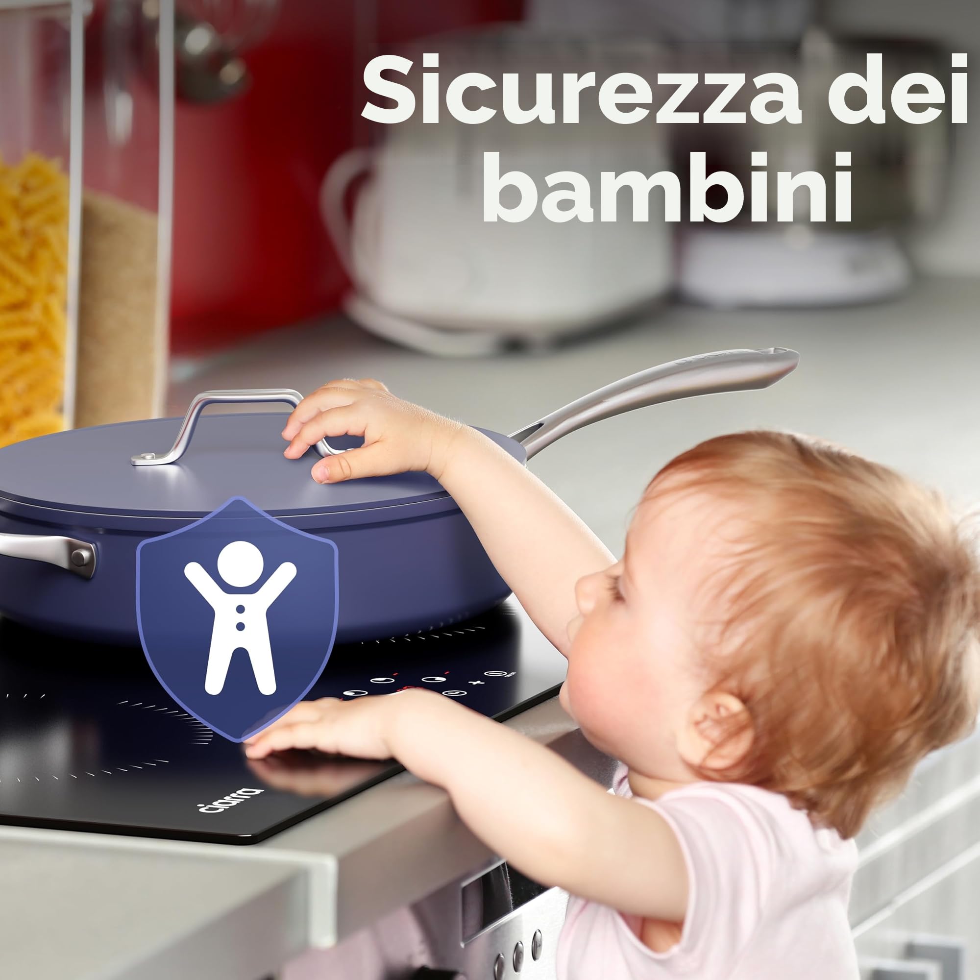 CIARRA Piano Induzione 4 Fuochi, Fornello Induzione con Sicurezza Bambini, Controllo Touch, Timer, 59CM, AWBBIH4-A | Blocco Bambini, Controllo Touch, Timer, Spegnimento Automatico, AWBBIH4-A