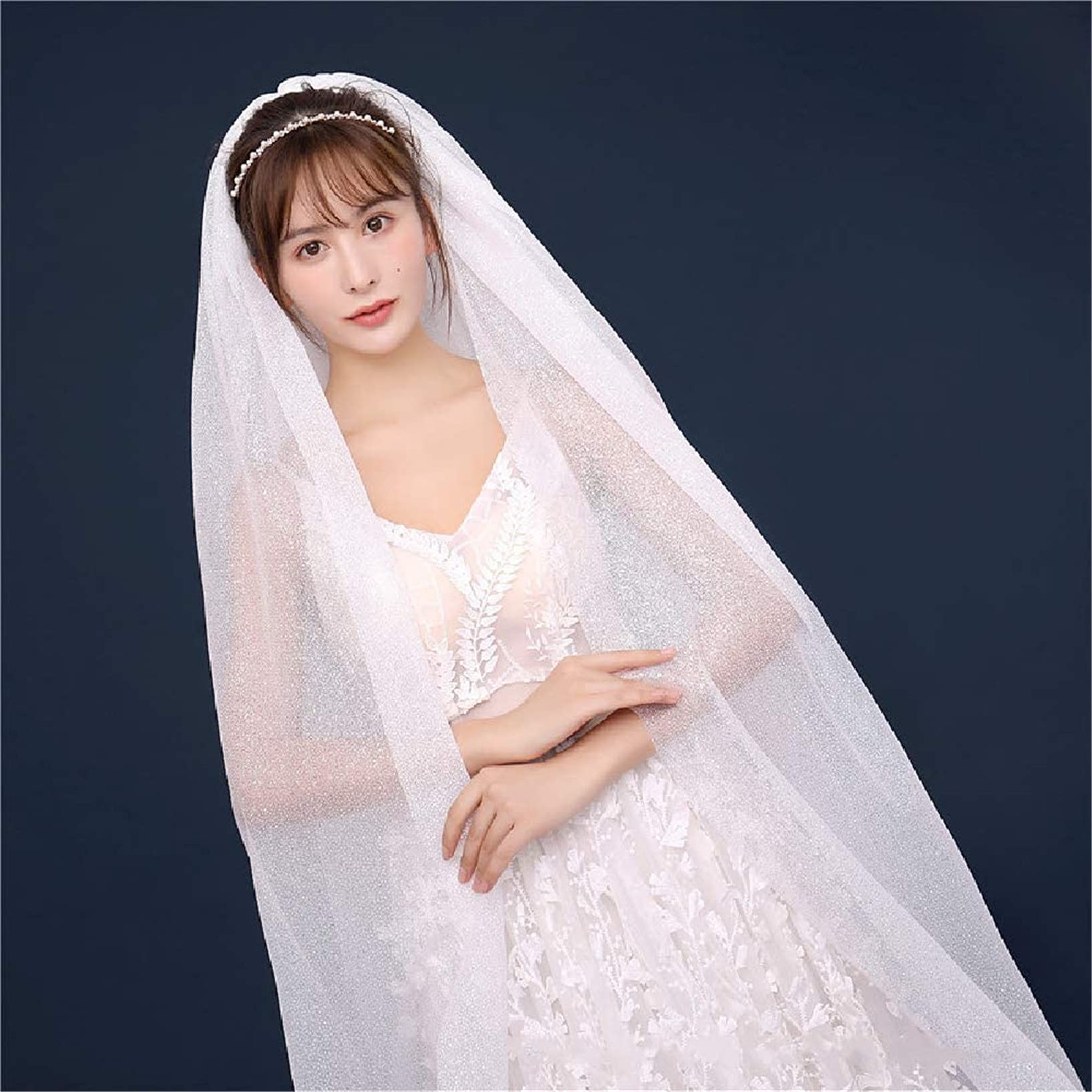 Veli Sposa retrò Bling Velo da Sposa con Paillettes Spruzzate d'oro Coda Lunga Cappella Sposa Accessori per La Sposa Abito Elegante Tulle Morbido con Pettine per Capelli, 1 Livello,Bianca,3 * 3 m