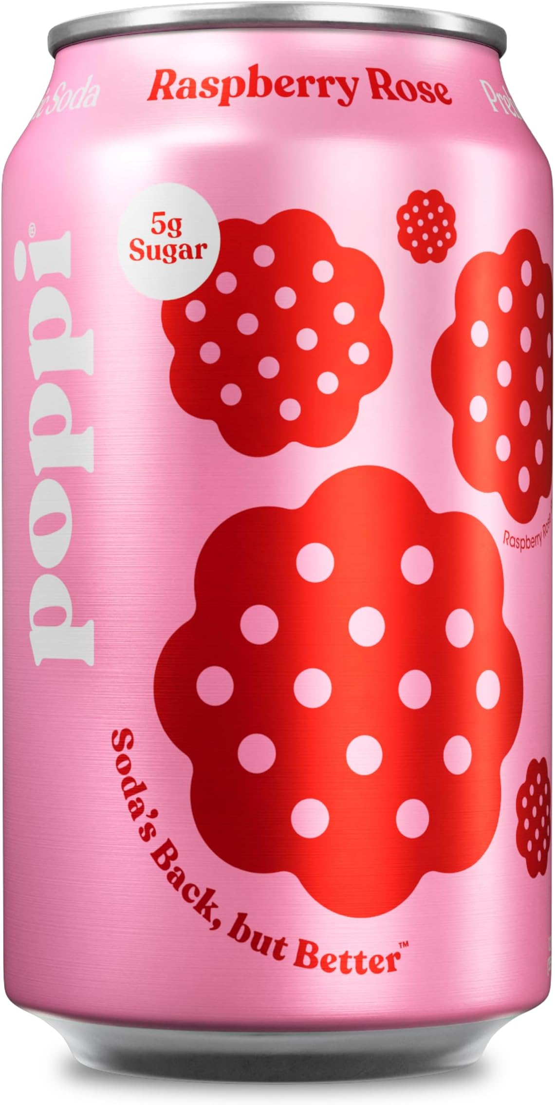 Poppi Raspberry Rose Prebiotic Soda, 12 Fl Oz