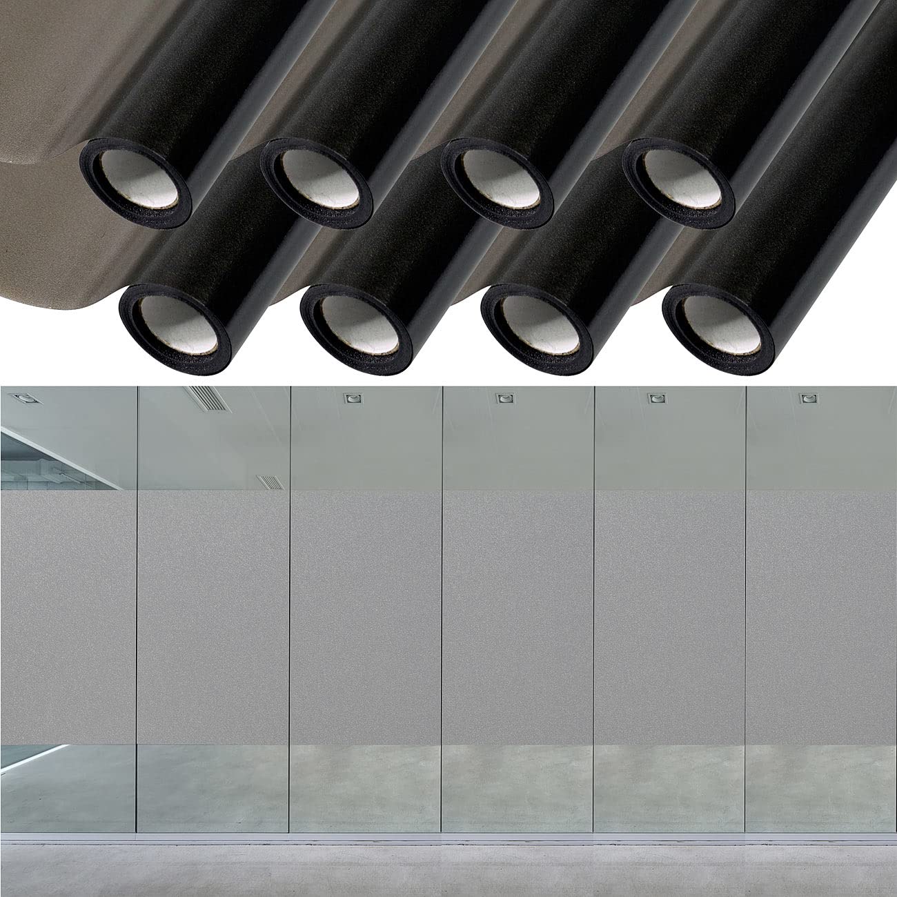 infactory Schutzfolie: 8er-Set Sichtschutzfolie, selbsthaftend, 60 x 200 cm, Grau-Matt (Sichtschutz Folie Badezimmer, Fensterfolie Sichtschutz anhaftend, 3D)