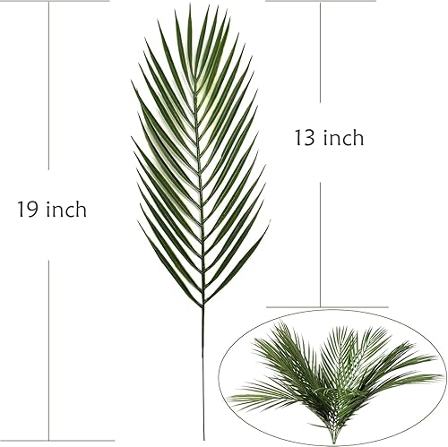 Miniatura 4 de Hojas de palma artificiales, tallo de palma tropical falsas, hojas de árbol de plástico, tallos de areca sintética, decoración de jungla Boston para