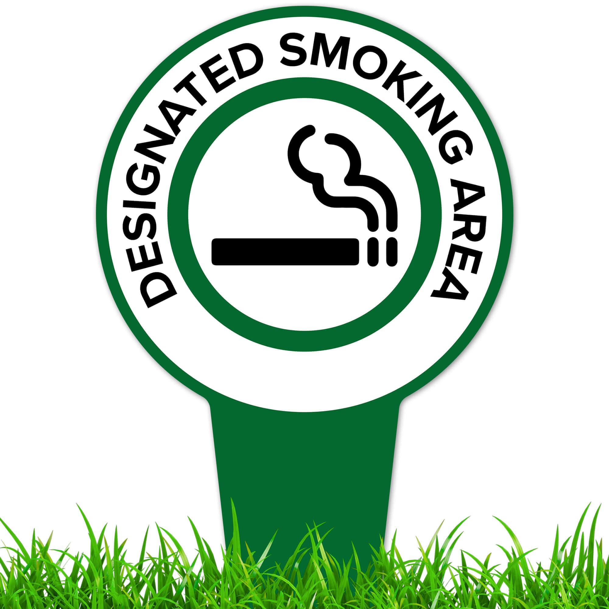 Designated Smoking Area Sign, 7"x13", Heavy Duty Integrated Ground Stakes, Indoor/Outdoor Use, Rust Free Aluminum Composite, Made in USA by My Sign