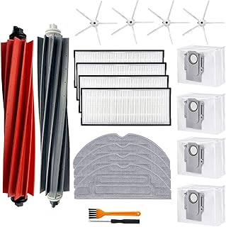 20 Pcs Replacement Parts Kit for Xiaomi Roborock S8 S8 Plus S8+S8 Pro Ultra G20 Vacuum Cleaner, 2 Main Brushes 4 Filters 4 Mop Pads 4 Dust Bags 4 Side Brushes 1 Cleaning Brush 1 Screwdriver (White)