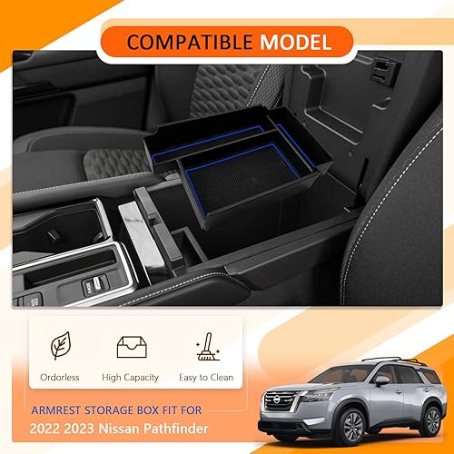 Miniatura 2 de CDEFG Organizador de accesorios de consola central compatible con Nissan Pathfinder 2022 2023, caja de almacenamiento de reposabrazos de material