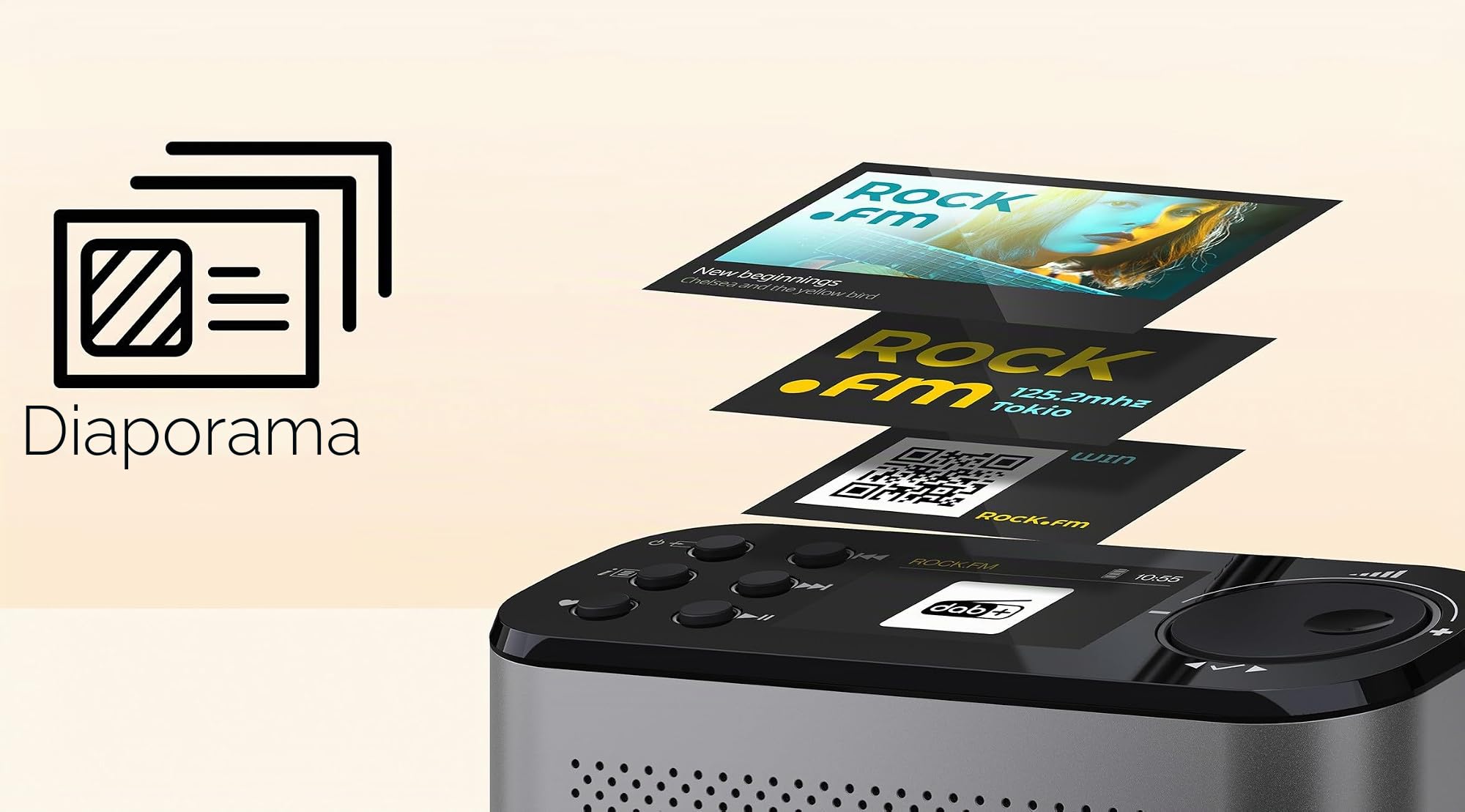 Sharp DR-P540(GY) Radio numérique Portable Osaka, Dab+, Dab et FM avec RDS, Bluetooth 5.3, écran Couleur 2,4", Alimentation USB-C ou Batterie au Lithium intégrée, Haut-Parleur intégré, Connexion
