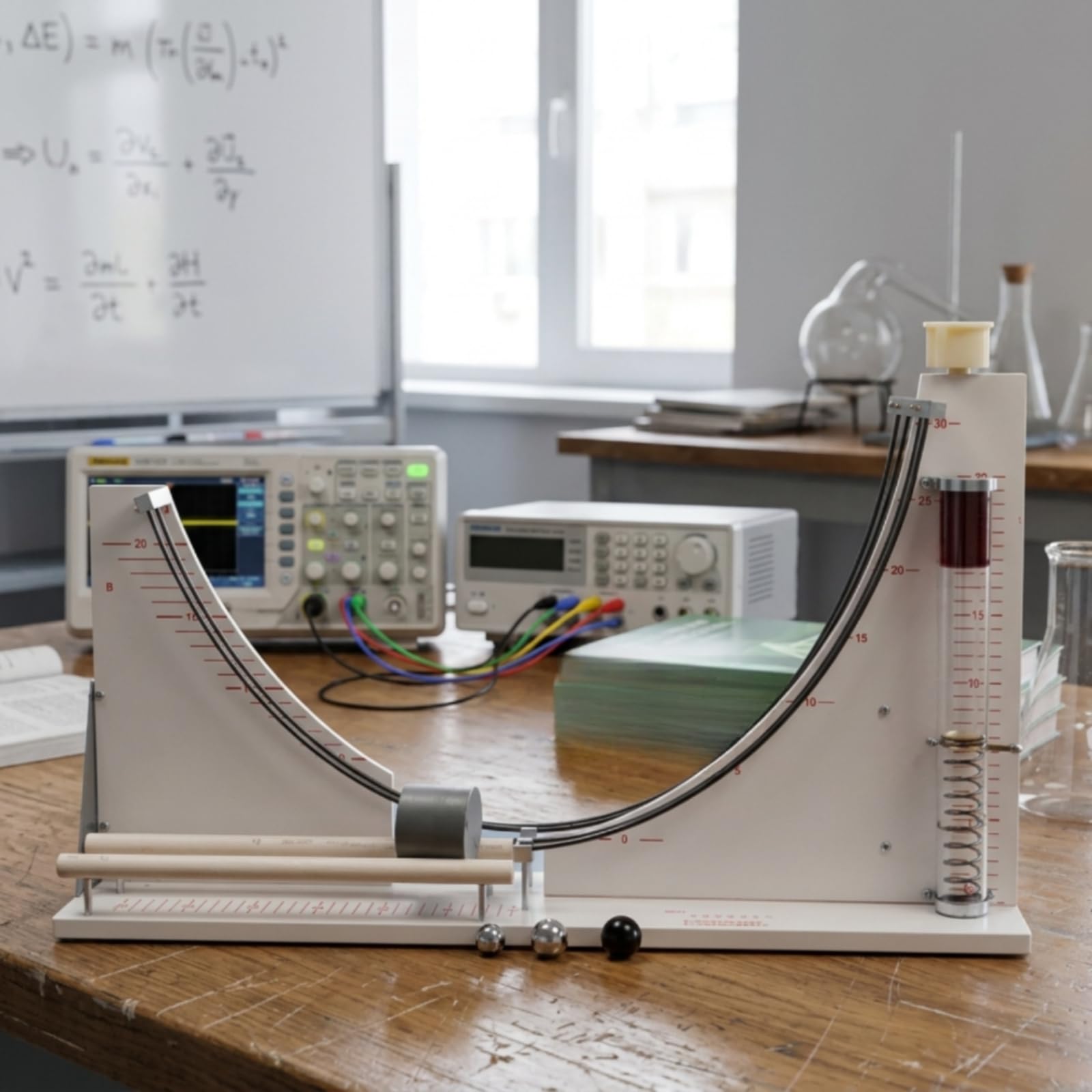 Dimostratore con Binario Doppia Rotaia Educativo Dimostratore di Energia di Movimento da Laboratorio Strumento Didattico per Scuole, Studenti