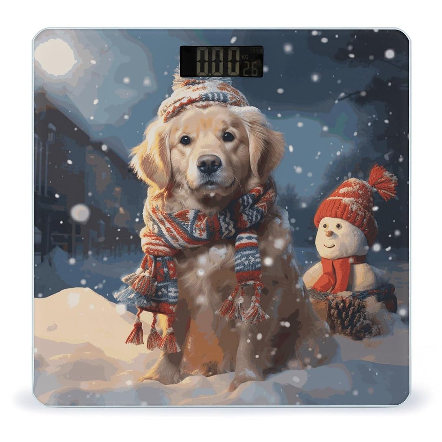 Báscula Corporal Digital VstaDank con Diseño Navideño Perro y Muñeco de Nieve
