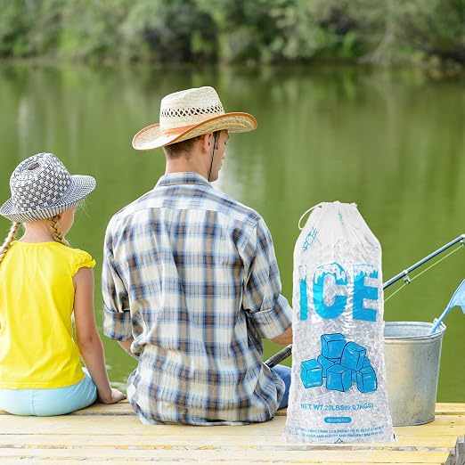 100 bolsas de hielo de plástico 20 lb con cuerda miniatura 5