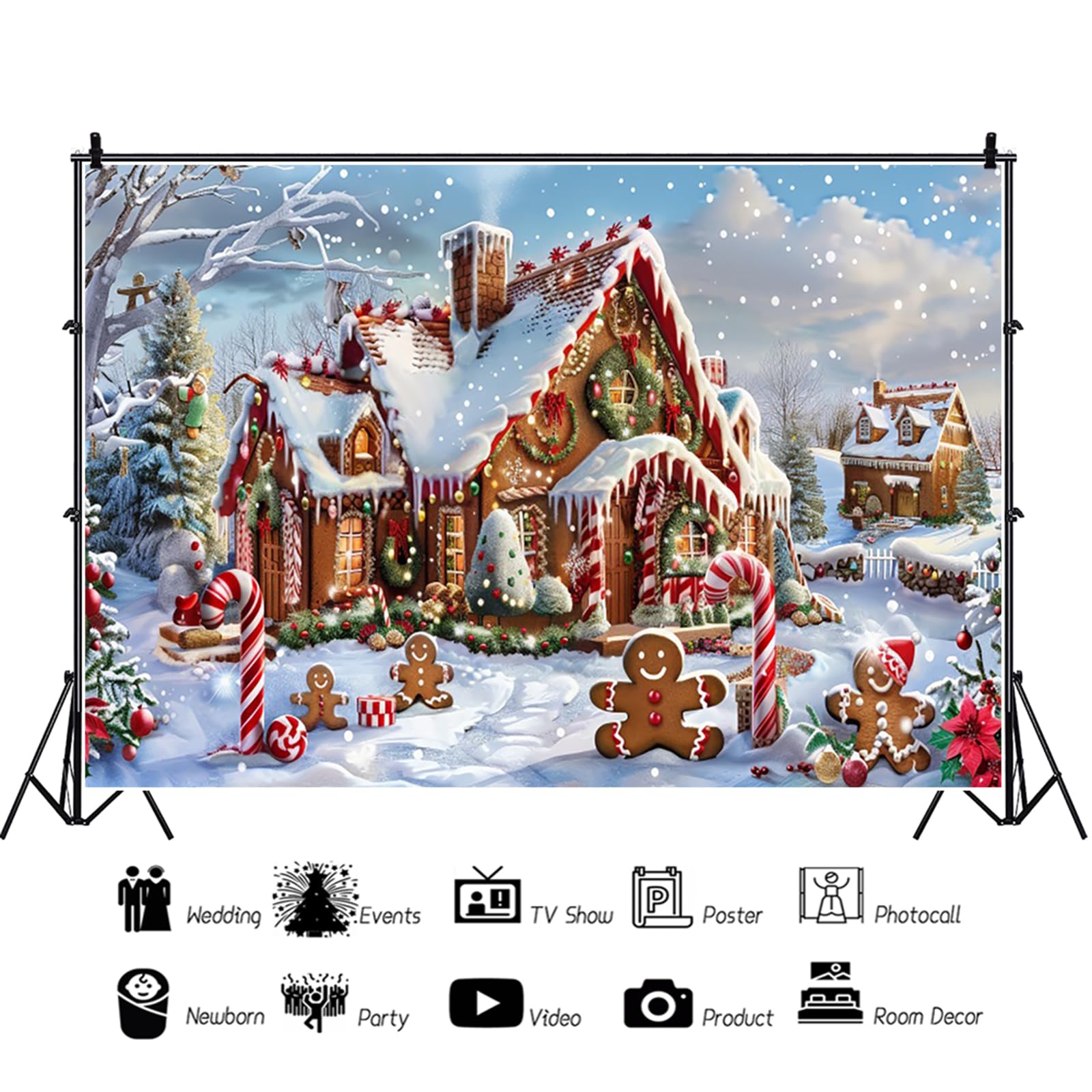 Christmas Countdown Backdrop Winter New Year Party Decorations Backdrop