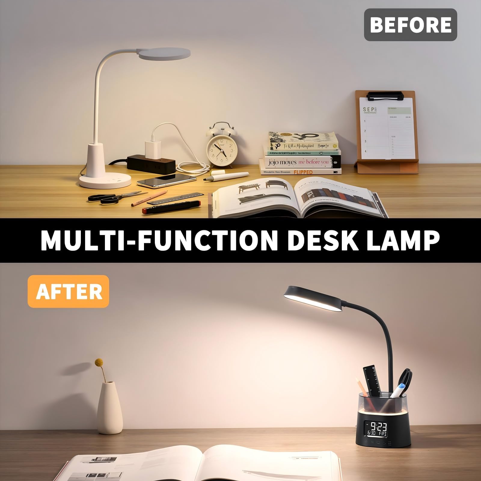 Lámpara de escritorio LED con soporte para bolígrafo para niño