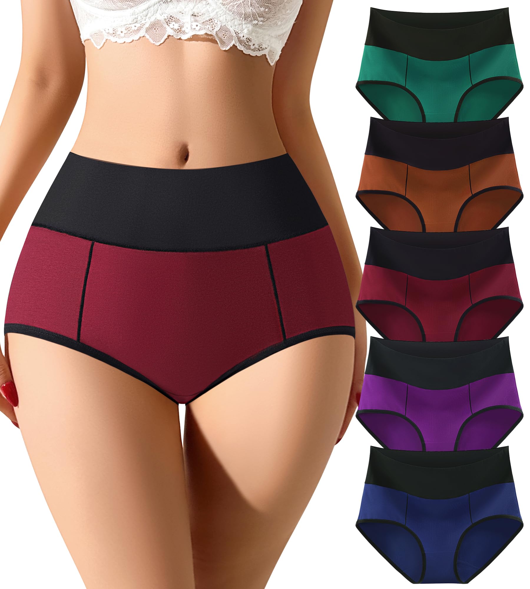 Damen-Slips, Baumwolle, mittelhohe Taille, 5er-Pack