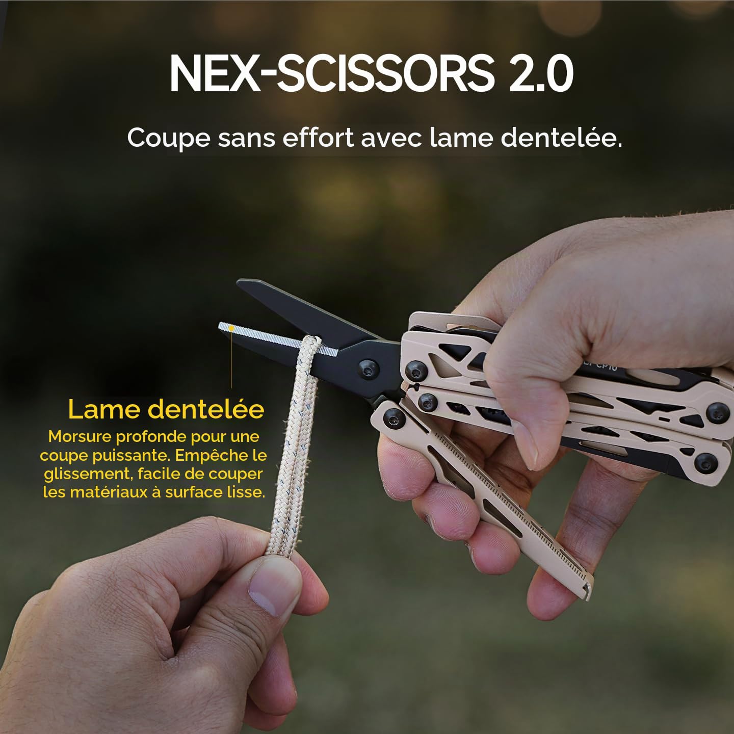 NexTool Camper CP10 Outil Multifonctions 12 en 1 avec Ciseaux, Allume-Feu, Extracteur de Piquets de Tente, Couteau à Cran d'Arrêt, Scie, EDC Équipement pour Activités en Plein Air, Cadeau pour Homme