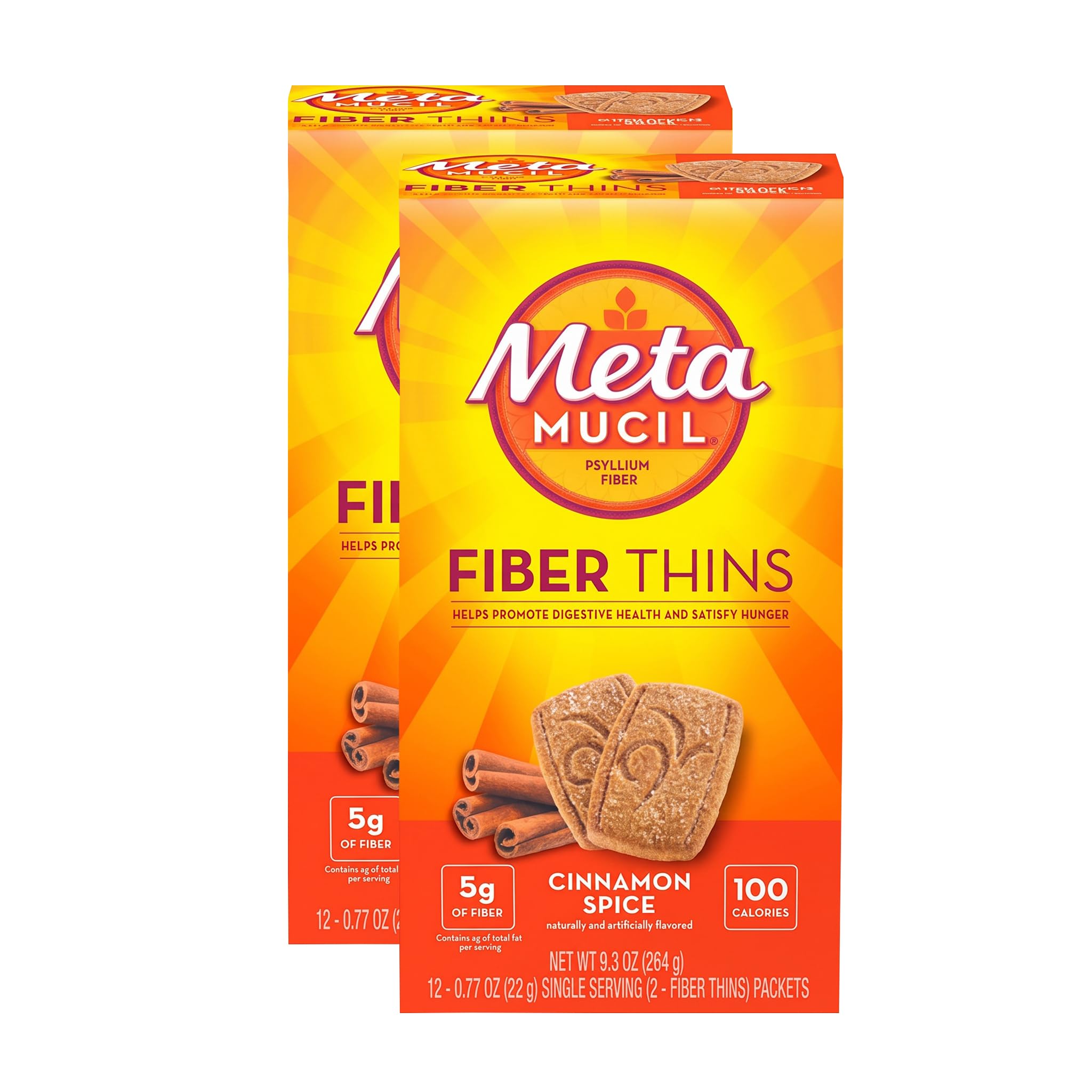 Metamucil Fiber Thins, Daily Fiber Supplement Snack, Psyllium Husk Powder, 5g Fiber per Serving, Supports Digestive Health and Satisfies Hunger, Cinnamon Spice Flavor, pack of 4, 12 Servings each — Amazon image 6