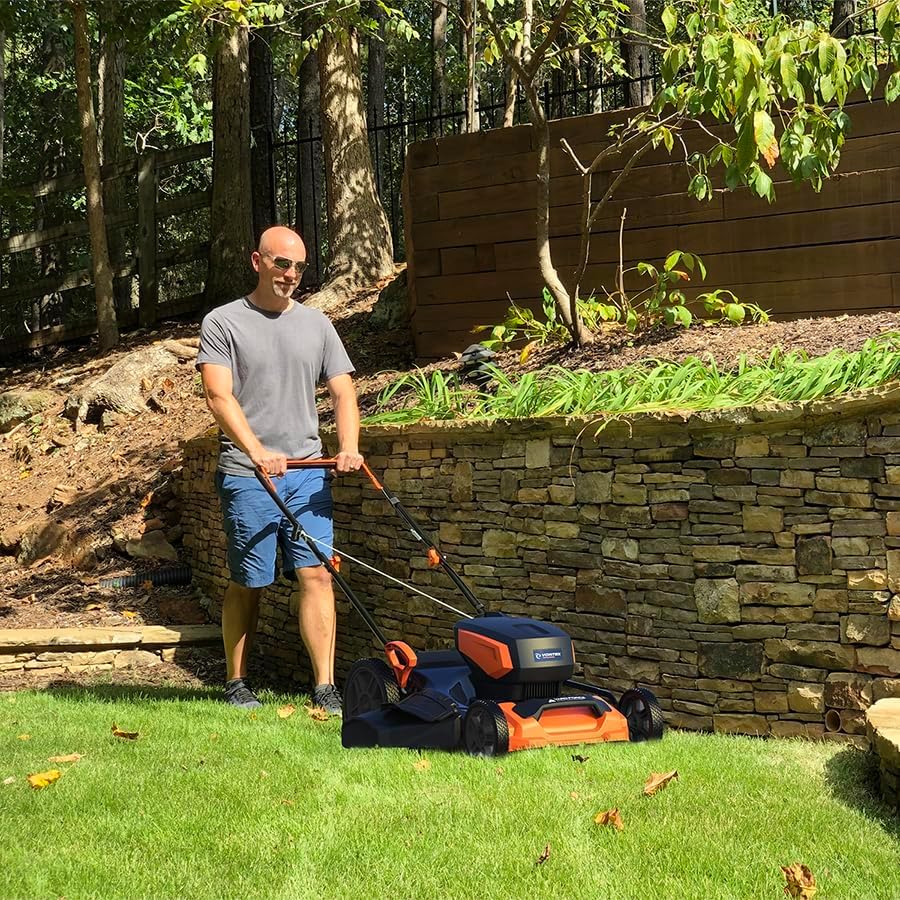 Miniatura 4 de Yard Force Cortacésped eléctrico de 19 pulgadas YF1518-3N1, plataforma de metal de 19 pulgadas, altura de corte central de 1-3 pulgadas, rueda