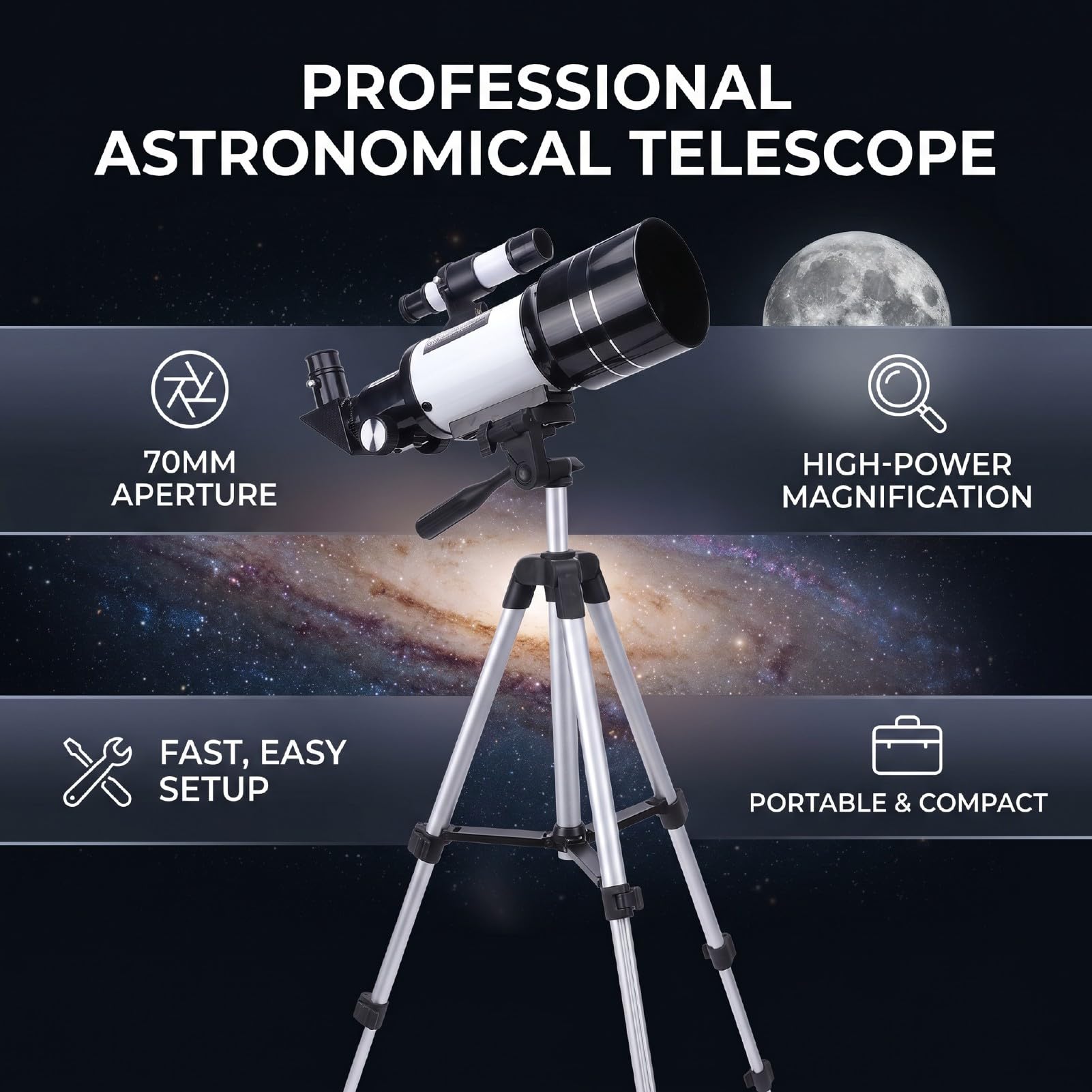 Telescopio Astronomico Apertura 70 Mm Lunghezza Focale 300 Mm