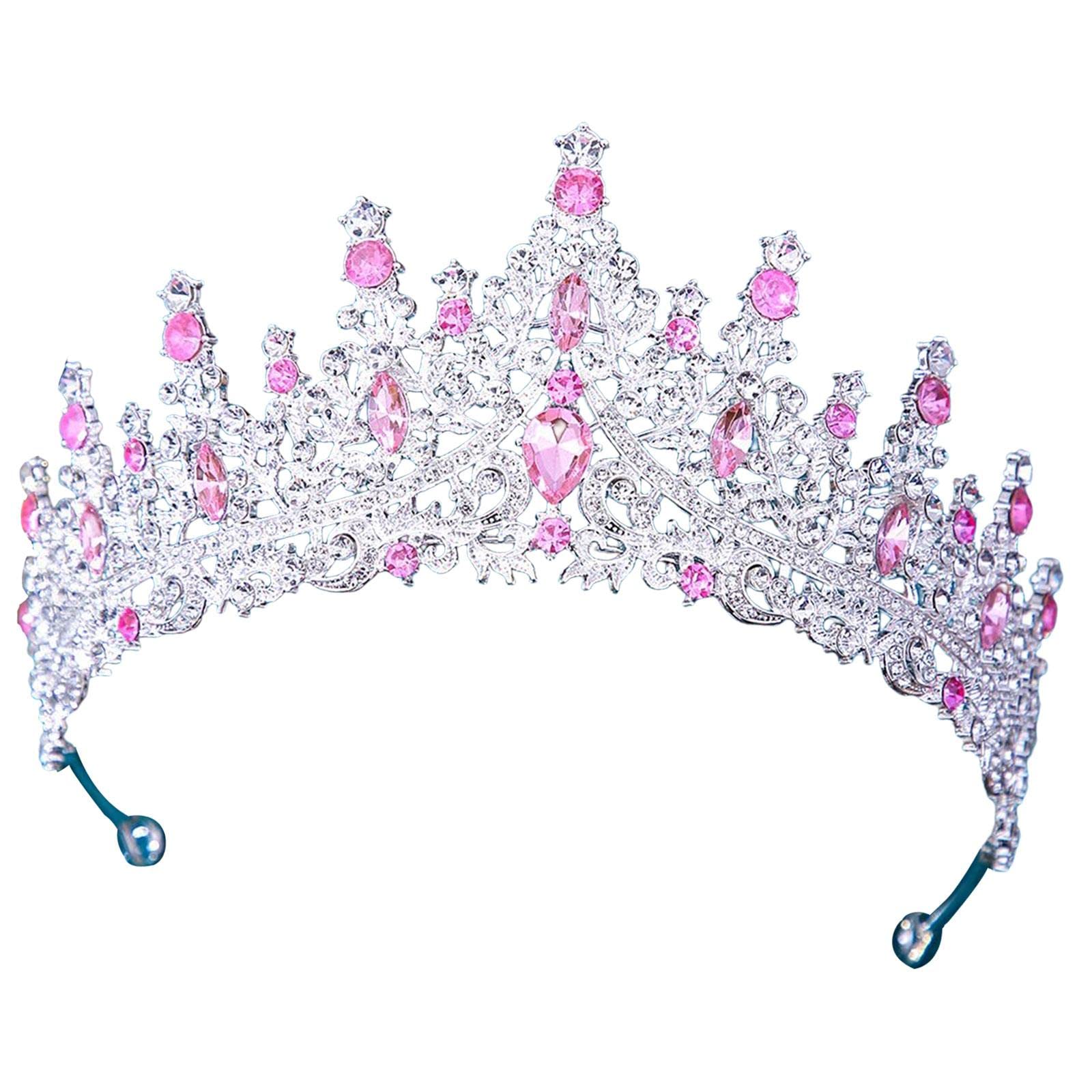 ™ Bridal Wedding Princess Crystal Rhinestone Tiara Crowns Hair Band Headband Pink-image-40