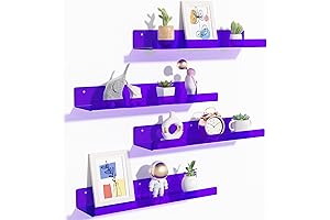 upsimples Adjustable Clear Purple Acrylic Shelves 4 Pack Wall Storage Floating Bookshelf