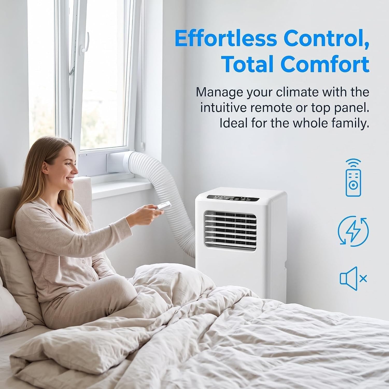 Aire Acondicionado Portátil Silencioso 13000 BTU, Enfriador Dehumidificador Móvil con Temporizador 24H y Modo Noche para Interiores, Style 5, 8000 BTU