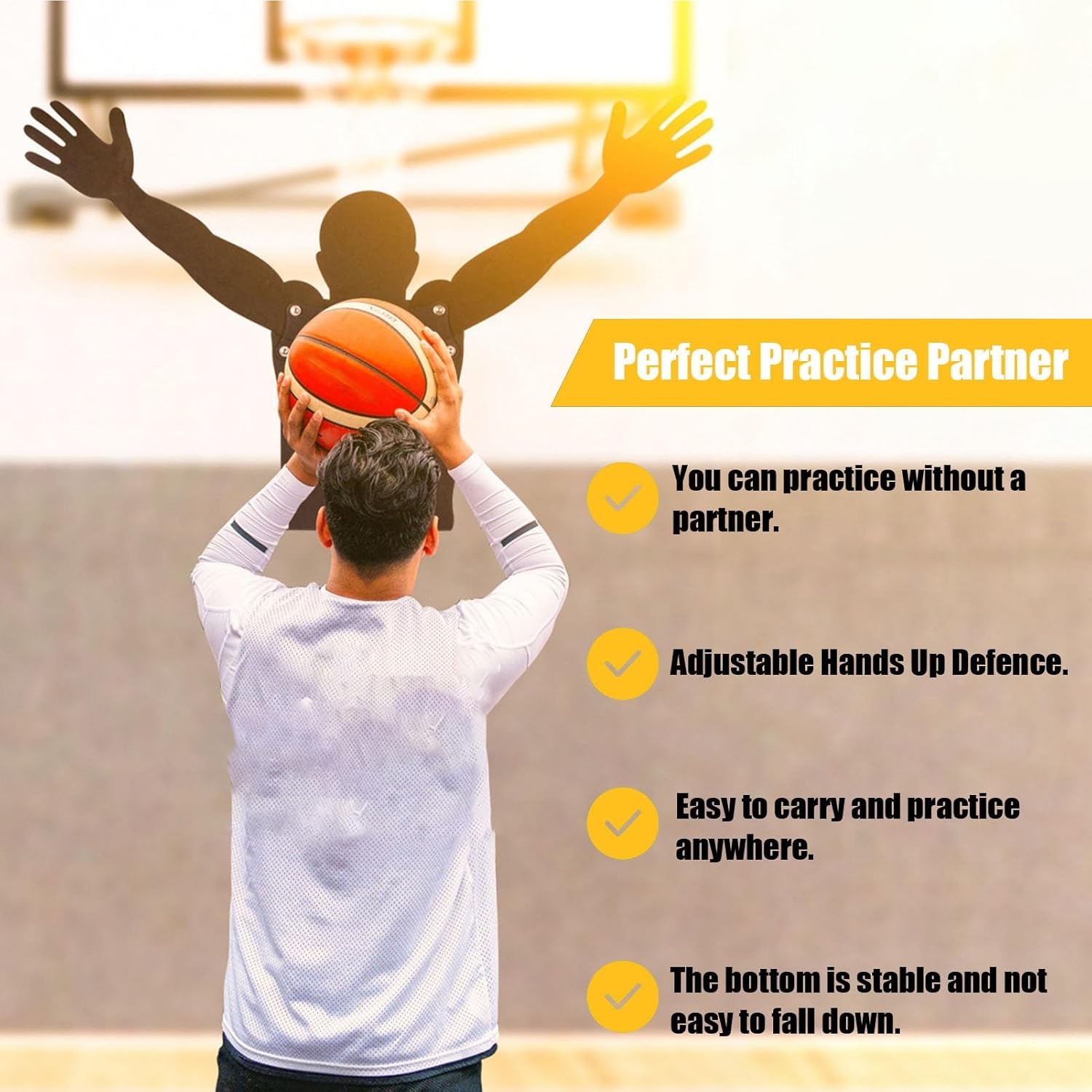 Basketball Training Defender Dummy, Dribbling Training Aid with Water Injection Base, Moveable Hands Defender Practice Dummy (L)