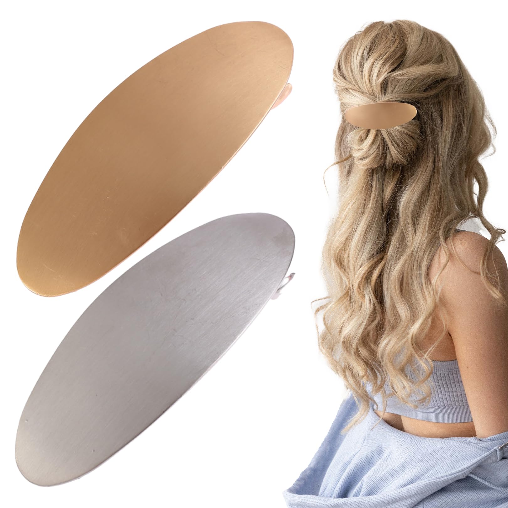 2er-Set Karierte Haarspangen Im Vintage-Look – Rutschfeste French-Barrettes Für Dickes & Dünnes Haar