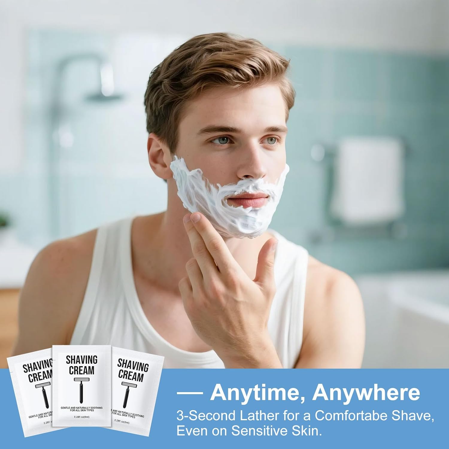 Travel Shaving Cream Bulk for Men 8ml/0.28fl oz,Disposable Shaving Cream in Bulk Individual Travel Shave Cream for Hotel Homeless Charity Home Nursing(Unscented,Pack of 50) - Image 5