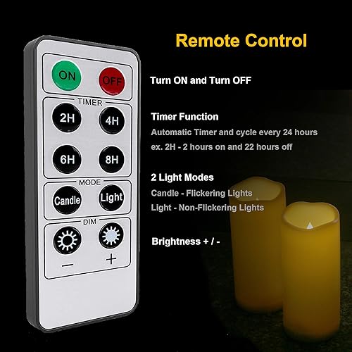 Miniatura 5 de iZAN 2 velas LED sin llama para exteriores con control remoto y temporizador, de larga duración, impermeable, parpadeante, funciona con pilas, velas