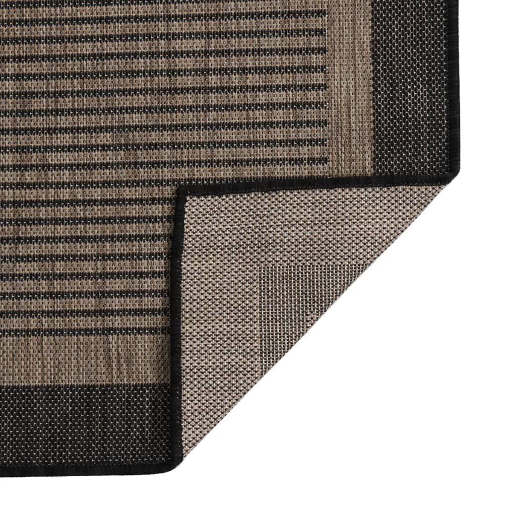 Tappeto per esterni a tessuto piatto, 100 x 200 cm, marrone scuro, resistente in polipropilene, per terrazze, balconi, verande e interni