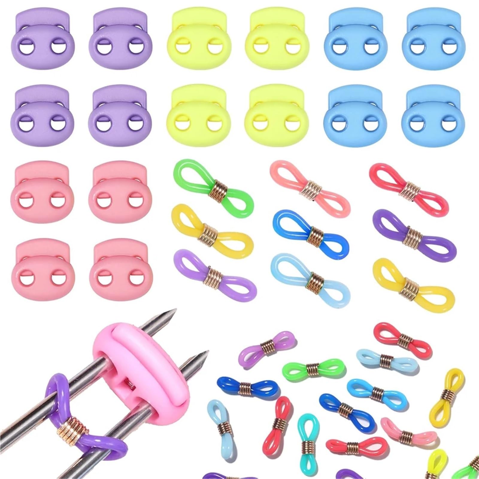 Knitting Needle Stoppers 192Pcs Knitting Needle Stoppers Knitting Stitch Stoppers Silicone Knit Needle Point Protectors for Sewing Knitting DIY Crafts