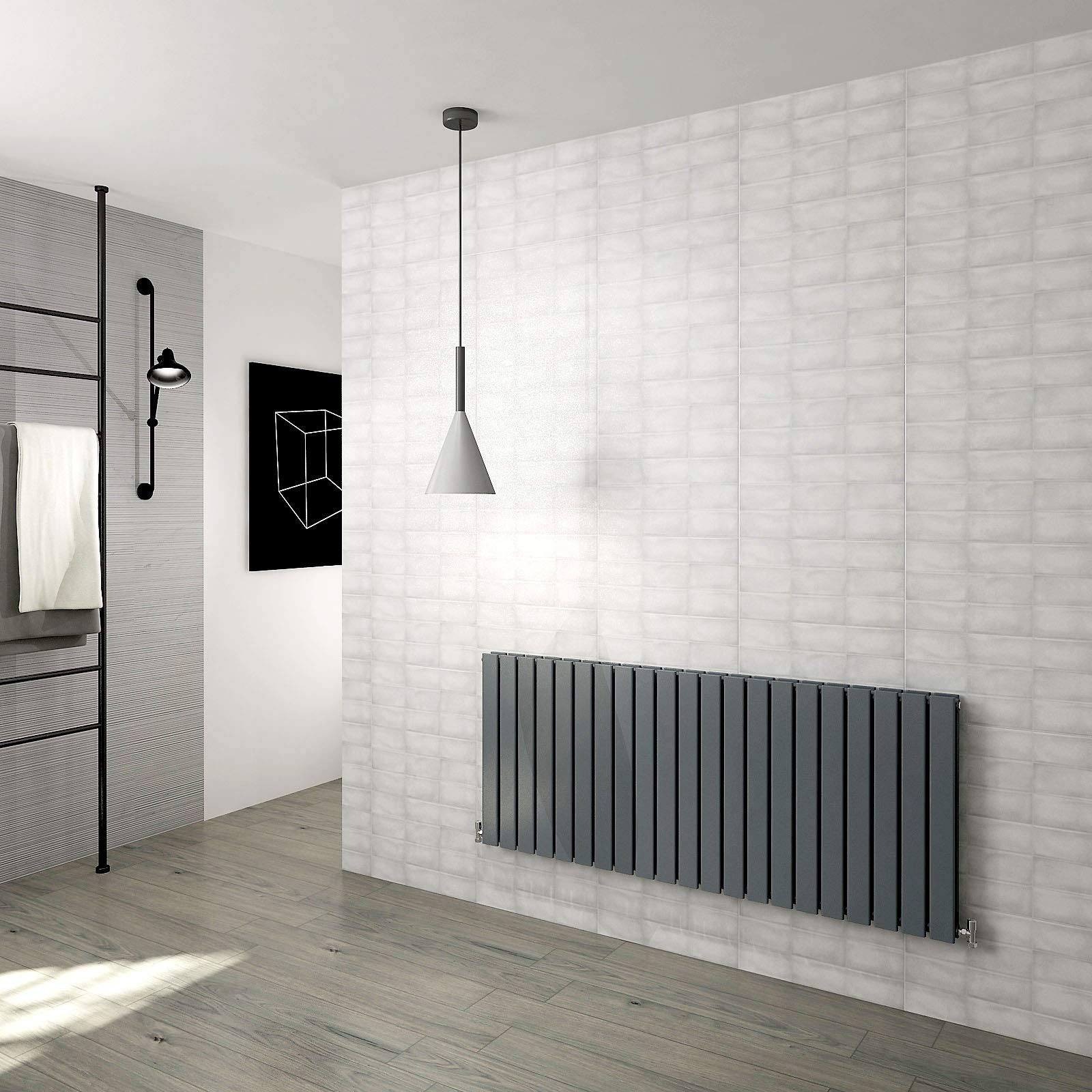 Huiyang Anthracite Horizontal Flat Panel Designer Radiator Central Heating Rads Double 600X1428mm