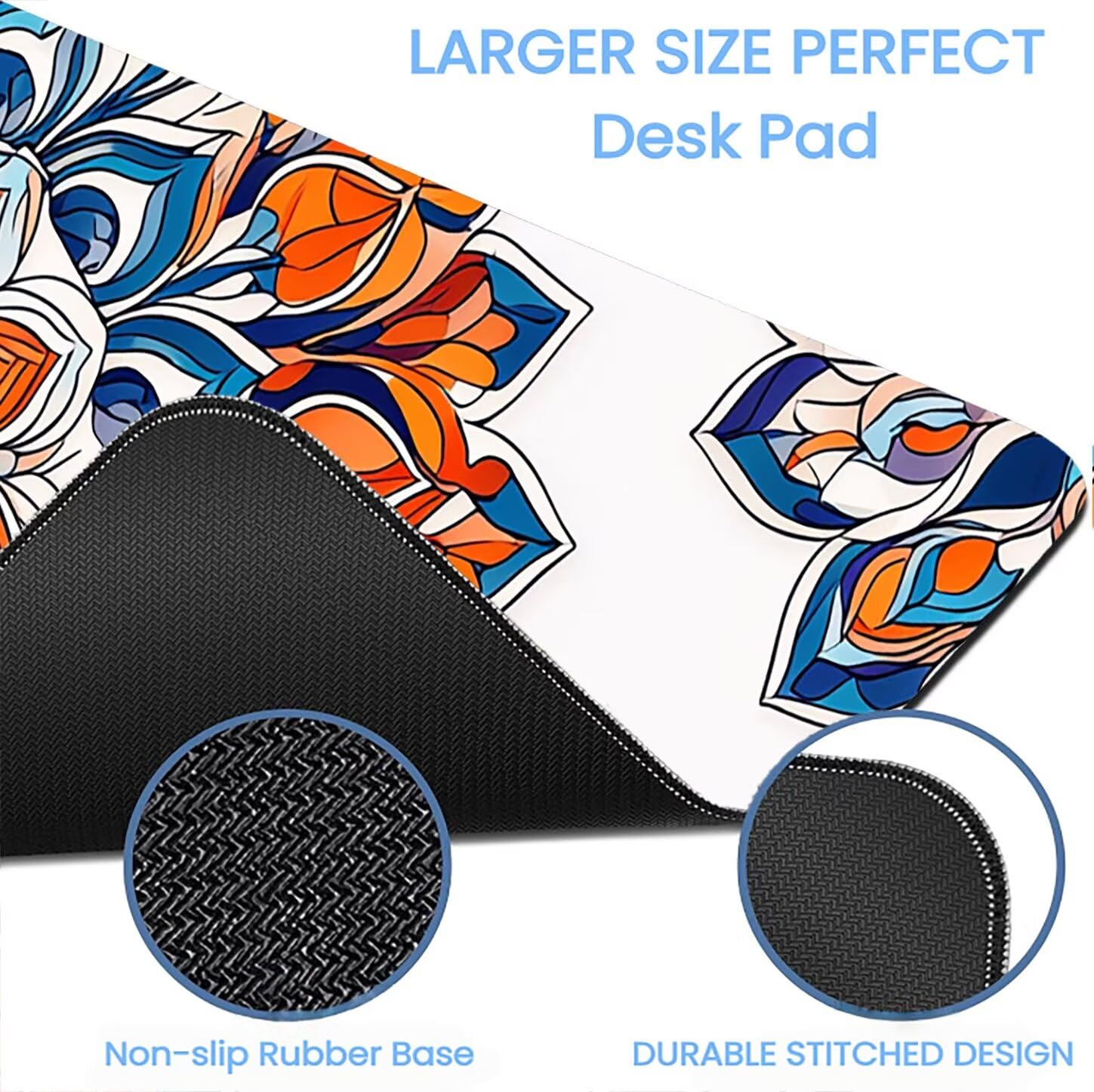 Lpfieonn Böhmen Schreibtischunterlage XXL, Abaishi Schreibtischunterlagen Großes, Gaming Mousepad XXL mit ernähter Rand und Rutschfeste Gummibasis, Desk Mat für PC/Laptop/Mausa 120x60cm PF-1836