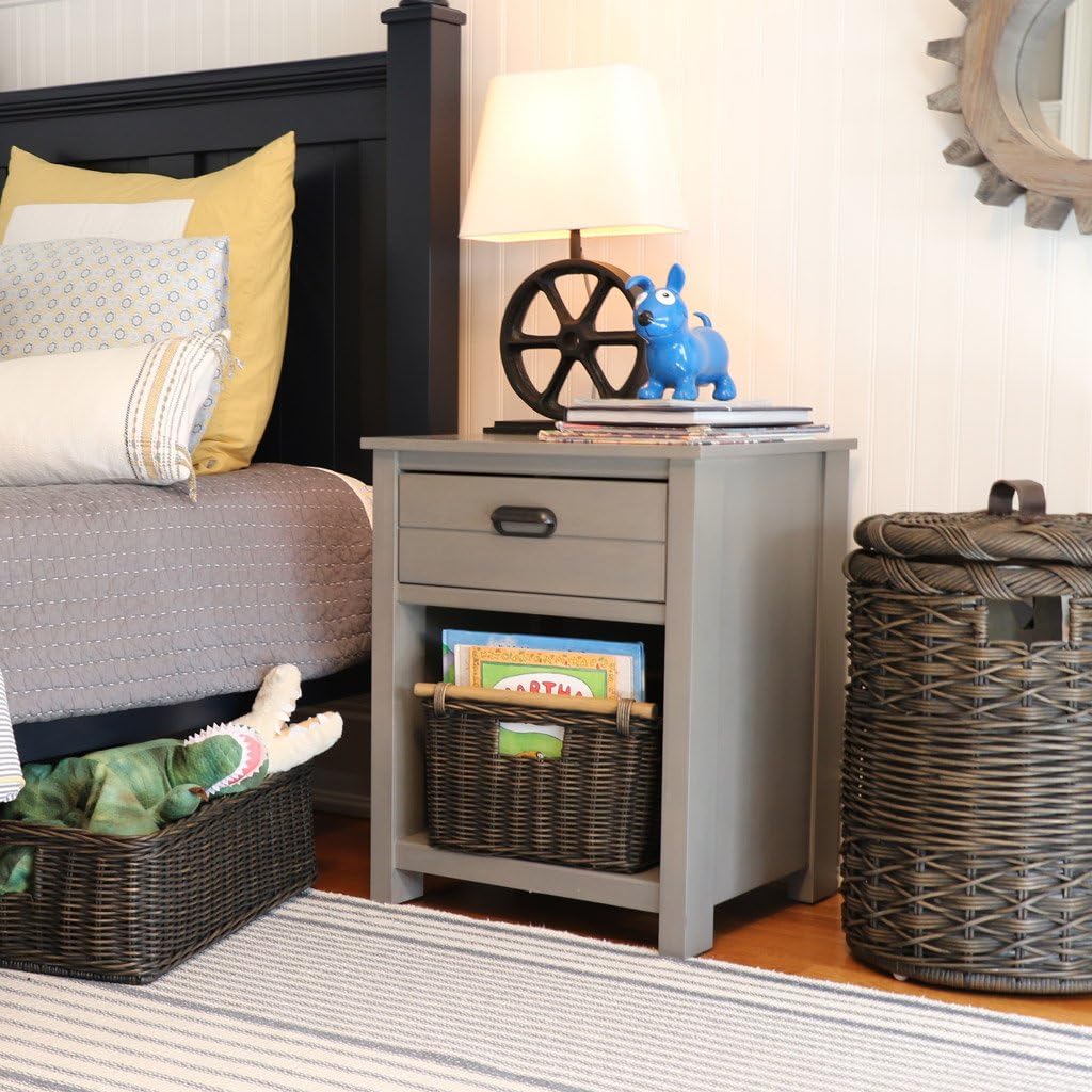 The Basket Lady Deep Pole Handle Wicker Storage Basket, Extra Large, 17.5 in L x 18 in W x 11.5 in H, Antique Walnut Brown