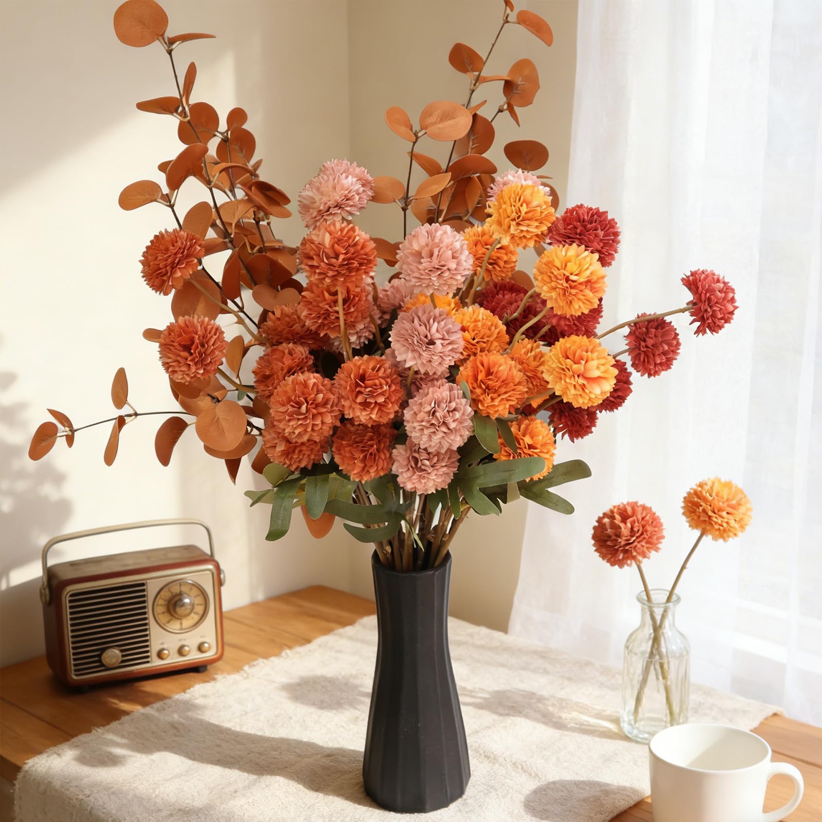 Fleurs artificielles d'extérieur pour une décoration de porche et fenêtre éclatante en automne