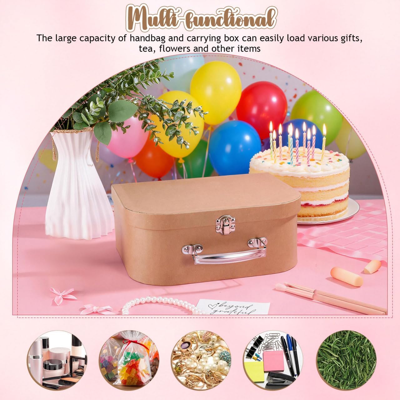 Tofficu Multi-Functional Paperboard Suitcase Gift Box 10.03X7.48X7.87In Lightweight Portable Storage for Jewelry Wedding and Home Organization